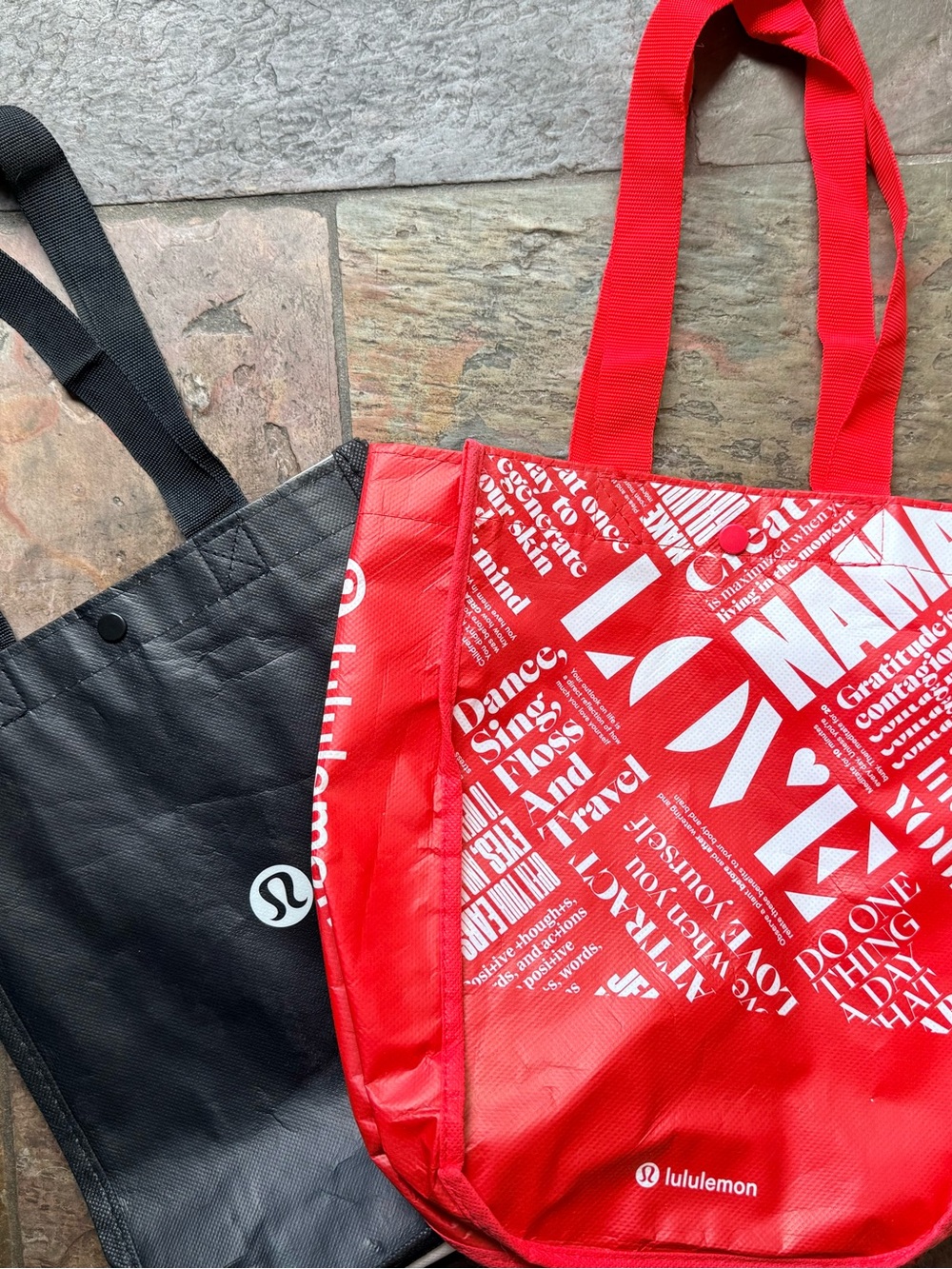lululemon athletica totes 1 Red Tote with White Graphic Print 1 Black - Picture 3 of 3